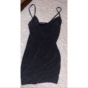 Black shear strappy mini dress
